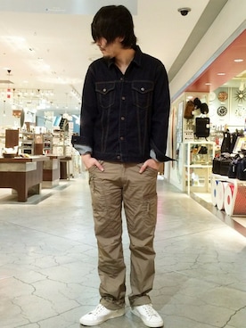 「TYPE BLUE（タイプブルー）のアイテム（デニムジャケット）」を使った、Mr.nakamuraさん（メンズ・182cm）の春コーディネート