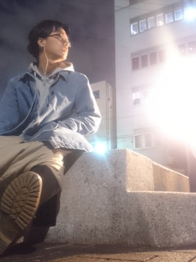 「しまむら（シマムラ）のアイテム（パンツ、ベージュ系）」を使った、きりたんぽさん（メンズ）の冬コーディネート