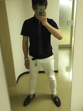 「EDIFICE（エディフィス）のアイテム（チノパンツ）」を使った、はちさん（メンズ・178cm）の夏コーディネート
