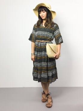 「PLAIN CLOTHING（プレーンクロージング）のアイテム（ワンピース/ドレス）」を使った、ᴵᴷᴱᴺᴼᴿᴵ५✍⋆*さん（レディース・153cm）の夏コーディネート