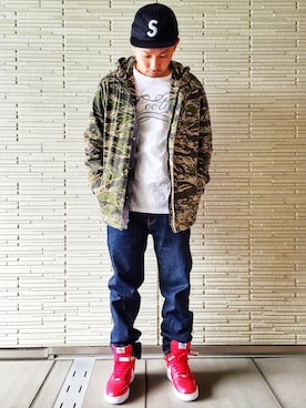 「カモ柄」｜「アイテム（ブルゾン）」を使った、ryosukeさん（メンズ・174cm）の秋コーディネート