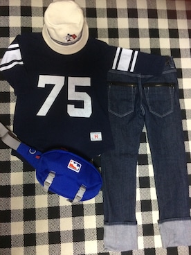 「アイテム（ボディバッグ/ウエストポーチ、ブルー系）」を使った、かんなさん（レディース・159cm）の夏コーディネート