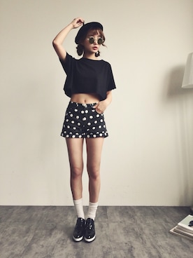 「STYLENANDA（スタイルナンダ）のアイテム（ハンチング/ベレー帽）」を使った、彤羽さん（レディース・156cm）の春コーディネート