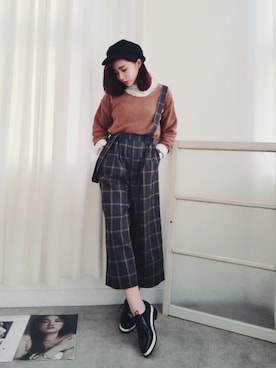 「lovfee」｜「アイテム（オールインワン・サロペット）」を使った、彤羽さん（レディース・156cm）の秋コーディネート