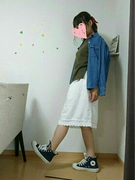 「one way（ワンウェイ）のアイテム（タンクトップ、グリーン系）」を使った、みかんさん（レディース・160cm）の夏コーディネート