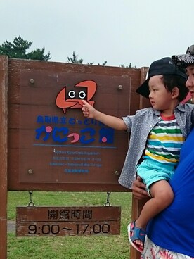 「アイテム（サンダル、ブルー系）」を使った、みごさん（キッズ・90cm）の夏コーディネート