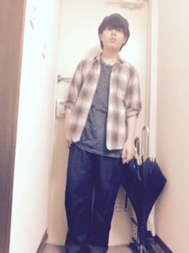 「THREE BLIND MICE（スリーブラインドマイス）のアイテム（デニムパンツ）」を使った、ゆうとさん（メンズ・170cm）の夏コーディネート