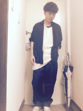 「THREE BLIND MICE（スリーブラインドマイス）のアイテム（デニムパンツ）」を使った、ゆうとさん（メンズ・170cm）の夏コーディネート