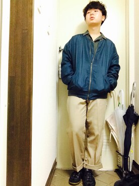 「シルク」｜「アイテム（ブルゾン）」を使った、ゆうとさん（メンズ・170cm）の秋コーディネート