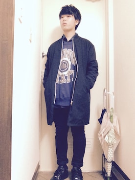 「THREE BLIND MICE（スリーブラインドマイス）のアイテム（デニムパンツ）」を使った、ゆうとさん（メンズ・170cm）の秋コーディネート