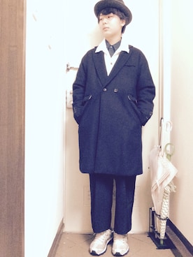 「THREE BLIND MICE（スリーブラインドマイス）のアイテム（デニムパンツ）」を使った、ゆうとさん（メンズ・170cm）の冬コーディネート