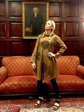 「アイテム（ドレス、ブラウン系）」を使った、Ashleyさん（レディース・165cm）の夏コーディネート