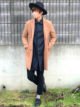 「アイテム（ステンカラーコート）」を使った、ユウトさん（メンズ・177cm・10代）の冬コーディネート