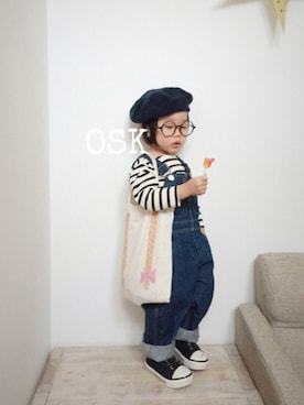 「フレンチカジュアル」｜「アイテム（サロペット/オーバーオール）」を使った、oskさん（キッズ・80cm）の冬コーディネート