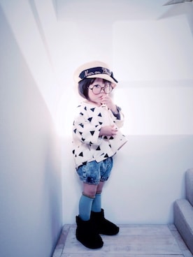 「アイテム（キャスケット）」を使った、oskさん（キッズ・80cm）の春コーディネート