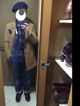 「TAKEO KIKUCHI（タケオキクチ）のアイテム（チェスターコート）」を使った、でこさん（メンズ・170cm）の冬コーディネート