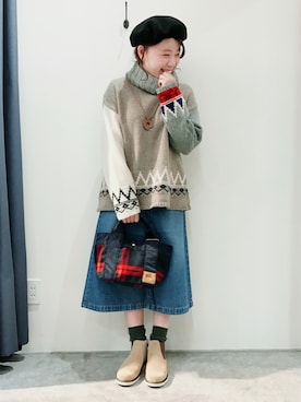 「CUBE SUGAR（キューブシュガー）のアイテム」を使った、イグチチサトさん（レディース・155cm）の秋コーディネート