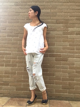 「Language（ランゲージ）のアイテム（トップス）」を使った、euro flat PRESS lisaさん（レディース・157cm）の夏コーディネート