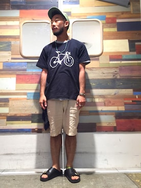 「grn（ジーアールエヌ）のアイテム」を使った、itayaさん（メンズ・165cm）の夏コーディネート