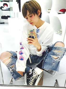 「アイテム（ピアス（片耳用））」を使った、yuiさん（レディース・167cm）の夏コーディネート