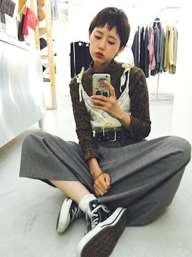 「アイテム（ピアス（片耳用））」を使った、yuiさん（レディース・167cm）の秋コーディネート