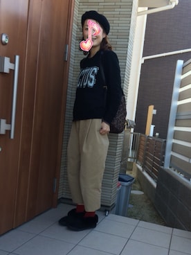 「ZUCCa（ズッカ）のアイテム（スウェット、ブラック系）」を使った、mikemiraさん（レディース・161cm）の冬コーディネート
