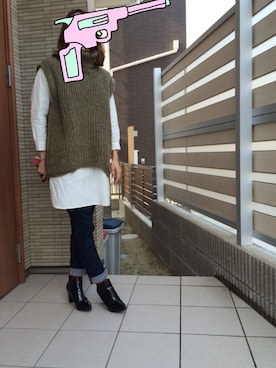 「STELLA CIFFON（ステラシフォン）のアイテム（シャツ/ブラウス、ホワイト系）」を使った、mikemiraさん（レディース・161cm）の冬コーディネート