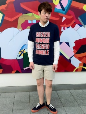 「KENZO」｜「アイテム（カーゴパンツ）」を使った、Matthew Chiu さん（メンズ・178cm）の秋コーディネート