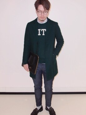 「ＩＶＹ」｜「アイテム（ピーコート）」を使った、Matthew Chiu さん（メンズ・178cm）の冬コーディネート