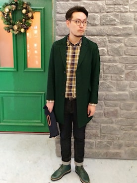 「OPENING CEREMONY（オープニングセレモニー）のアイテム（シューズ）」を使った、Matthew Chiu さん（メンズ・178cm）の冬コーディネート