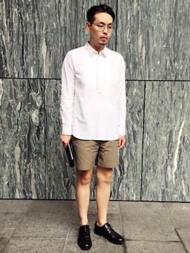 「MIHARAYASUHIRO（ミハラヤスヒロ）のアイテム（シャツ/ブラウス、ホワイト系）」を使った、Matthew Chiu さん（メンズ・178cm）の夏コーディネート