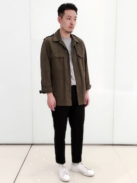 「A.P.C.（アーペーセー）のアイテム（ミリタリージャケット）」を使った、Matthew Chiu さん（メンズ・178cm）の冬コーディネート