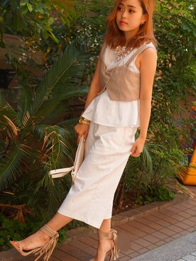 「GALLERIE（ギャレリー）のアイテム（Tシャツ/カットソー）」を使った、Risa さん（レディース・148cm）の春コーディネート