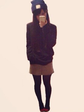 「FOREVER 21（フォーエバー トゥエンティーワン）のメンズスウェット（スウェット、ブラック系）」を使った、Misumiさん（レディース・158cm）の春コーディネート