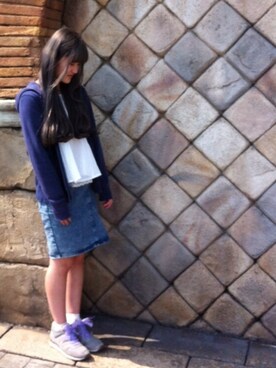 「LOWRYS FARM（ローリーズファーム）のGベーシックＨＩネックブラウスロングスリーブ 536611（シャツ/ブラウス、ホワイト系）」を使った、Misumiさん（レディース・158cm）の春コーディネート