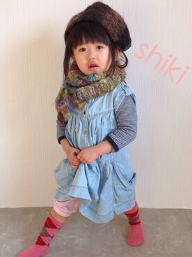 「PETIT BATEAU（プチバトー）のアイテム（チノパンツ）」を使った、shikiさん（キッズ・90cm）の秋コーディネート