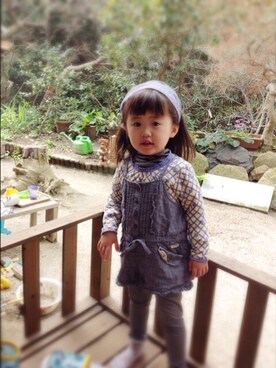 「ブルー」｜「アイテム（サロペット/オーバーオール）」を使った、shikiさん（キッズ・90cm）の春コーディネート