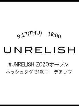 UNRELISH　OFFICIALさんの（UNRELISH | アンレリッシュ）を使ったコーディネート