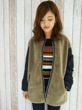 「UNRELISH」｜「アイテム（ブルゾン）」を使った、UNRELISH　OFFICIALさん（レディース・155cm）の秋コーディネート