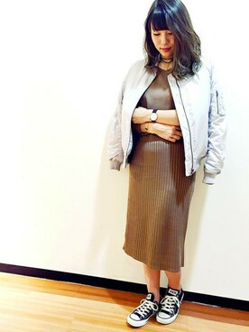 「UNRELISH」｜「アイテム（MA-1）」を使った、UNRELISH　OFFICIALさん（レディース・155cm）の秋コーディネート