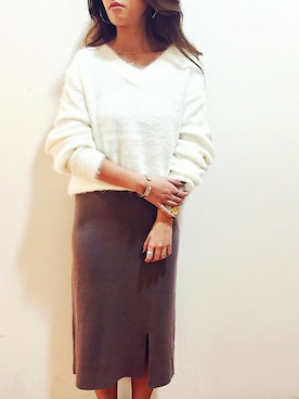 「UNRELISH（アンレリッシュ）のアイテム（スカート）」を使った、UNRELISH　OFFICIALさん（レディース・155cm）の秋コーディネート