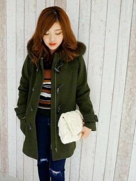 「UNRELISH」｜「アイテム（ダッフルコート）」を使った、UNRELISH　OFFICIALさん（レディース・155cm）の秋コーディネート