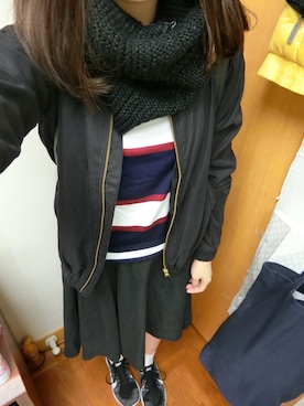 「school」｜「アイテム（ミリタリージャケット）」を使った、cherrieさん（レディース・158cm）の冬コーディネート