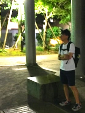 「にゃー（ニャー）のアイテム（キャップ）」を使った、shoさん（メンズ・171cm）の秋コーディネート