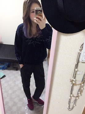 「ストライプパンツ」｜LINA ♥︎⃛さん（レディース・162cm・10代）の秋コーディネート