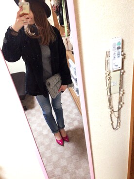 「MERCURYDUO（マーキュリーデュオ）のアイテム（クラッチバッグ）」を使った、LINA ♥︎⃛さん（レディース・162cm）の冬コーディネート