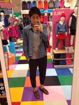 「BLUE WORK（ブルーワーク）のアイテム（パンツ）」を使った、ikmさん（メンズ・175cm・20代）の秋コーディネート