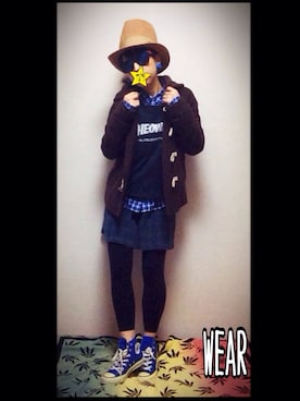 「スウェット×シャツ」｜「アイテム（ダッフルコート）」を使った、ちんちくりんm(_ _)mさん（レディース・152cm）の冬コーディネート