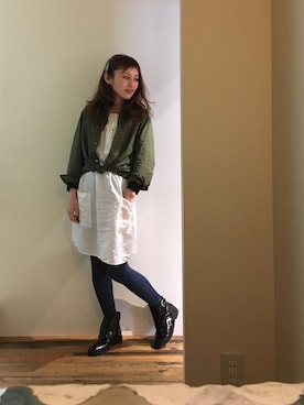 「アイテム（タイツ/ストッキング、ブルー系）」を使った、gaspar8さん（レディース・158cm）の春コーディネート