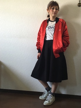 「ベースボールシャツ」｜「アイテム（その他アウター）」を使った、gaspar8さん（レディース・158cm）の春コーディネート